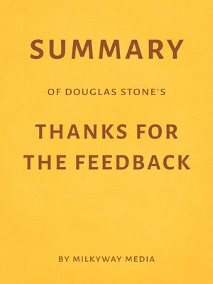 cover image of Summary of Douglas Stone's Thanks for the Feedback